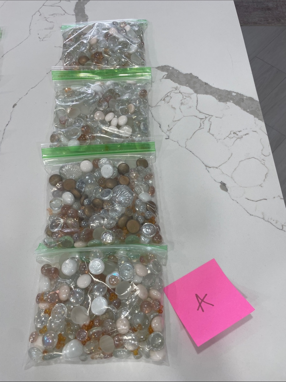 Assorted Glass and Stone Bead Mix - Clear, White, Brown (Unbranded)